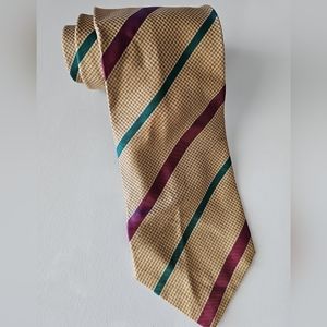 PAUL STUART GOLD MULTI 100% ITALIAN‎ SILK STRIPED DESIGN HANDMADE NECK TIE